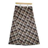 TOMORROWLAND collection シャドータータンチェック フレアミディスカート 定価28600円 ロングスカート ベージュ ブラウン レディース トゥモローランド【中古】5-1022T∞