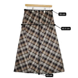 TOMORROWLAND collection シャドータータンチェック フレアミディスカート 定価28600円 ロングスカート ベージュ ブラウン レディース トゥモローランド【中古】5-1022T∞