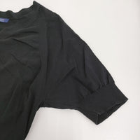 HUMAN WOMAN コットンナイロンハイゲージカーディガン M 定価13750円 五分袖 ブラック レディース ヒューマンウーマン【中古】5-0809S♪