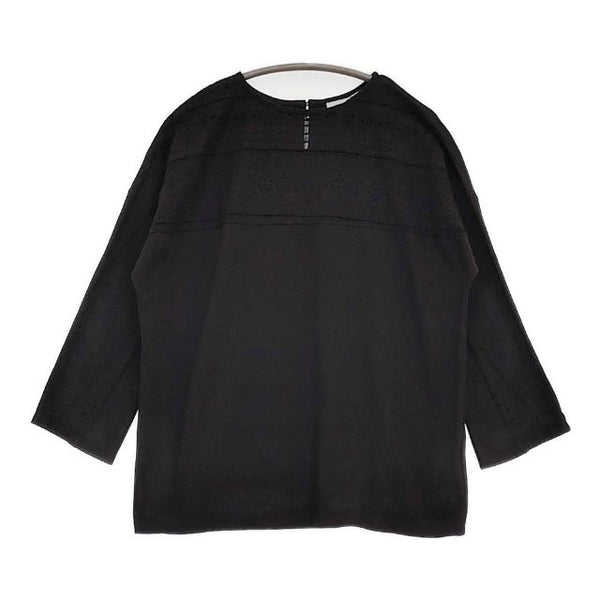 PONT DE CHALONS 幾何学レース コットンブラウス カットソー ブラック レディース ポンデシャロン【中古】5-1109M∞
