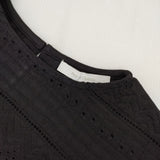 PONT DE CHALONS 幾何学レース コットンブラウス カットソー ブラック レディース ポンデシャロン【中古】5-1109M∞