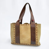 HENRY CUIR ビーズ レザー トートバッグ ベージュ系 レディース アンリークイール【中古】5-1015G∞