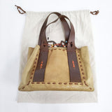 HENRY CUIR ビーズ レザー トートバッグ ベージュ系 レディース アンリークイール【中古】5-1015G∞