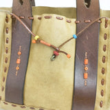 HENRY CUIR ビーズ レザー トートバッグ ベージュ系 レディース アンリークイール【中古】5-1015G∞