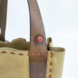 HENRY CUIR ビーズ レザー トートバッグ ベージュ系 レディース アンリークイール【中古】5-1015G∞