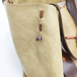 HENRY CUIR ビーズ レザー トートバッグ ベージュ系 レディース アンリークイール【中古】5-1015G∞