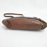 HENRY CUIR CANE刺繍 パッチワーク ショルダーバッグ ブラウン ブラック レディース アンリークイール【中古】5-1015G∞