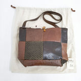 HENRY CUIR CANE刺繍 パッチワーク ショルダーバッグ ブラウン ブラック レディース アンリークイール【中古】5-1015G∞