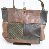 HENRY CUIR CANE刺繍 パッチワーク ショルダーバッグ ブラウン ブラック レディース アンリークイール【中古】5-1015G∞