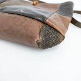 HENRY CUIR CANE刺繍 パッチワーク ショルダーバッグ ブラウン ブラック レディース アンリークイール【中古】5-1015G∞