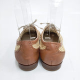 HENRY CUIR レザー メッシュ編み サイズ38 シューズ・靴 ブラウン ベージュ レディース アンリークイール【中古】5-1127G◎