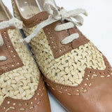 HENRY CUIR レザー メッシュ編み サイズ38 シューズ・靴 ブラウン ベージュ レディース アンリークイール【中古】5-1127G◎