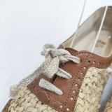 HENRY CUIR レザー メッシュ編み サイズ38 シューズ・靴 ブラウン ベージュ レディース アンリークイール【中古】5-1127G◎