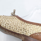 HENRY CUIR レザー メッシュ編み サイズ38 シューズ・靴 ブラウン ベージュ レディース アンリークイール【中古】5-1127G◎