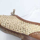 HENRY CUIR レザー メッシュ編み サイズ38 シューズ・靴 ブラウン ベージュ レディース アンリークイール【中古】5-1127G◎