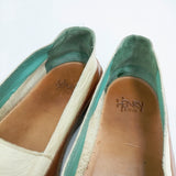 HENRY CUIR レザー バイカラー サイズ37 シューズ・靴 ホワイト ブラウン レディース アンリークイール【中古】5-1127G◎