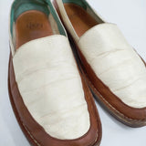 HENRY CUIR レザー バイカラー サイズ37 シューズ・靴 ホワイト ブラウン レディース アンリークイール【中古】5-1127G◎