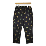 R&D.M.Co- MIMOZA ミモザ サイズXS ラミーシルク混 イージー パンツ ブラック イエロー レディース オールドマンズテーラー【中古】5-1018M♪