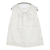 fog linen work リトアニア製 リネン ノースリーブ リボン ブラウス シャツ ホワイト レディース フォグリネンワーク【中古】5-0809S♪