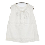 fog linen work リトアニア製 リネン ノースリーブ リボン ブラウス シャツ ホワイト レディース フォグリネンワーク【中古】5-0809S♪