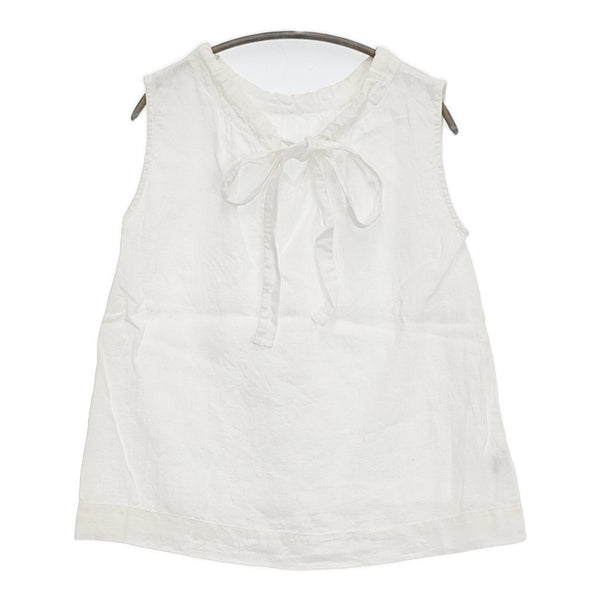 fog linen work リトアニア製 リネン ノースリーブ リボン ブラウス シャツ ホワイト レディース フォグリネンワーク【中古】5-0809S♪