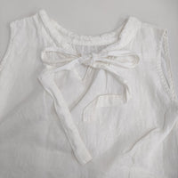 fog linen work リトアニア製 リネン ノースリーブ リボン ブラウス シャツ ホワイト レディース フォグリネンワーク【中古】5-0809S♪