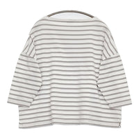 ORCIVAL ボーダー ボートネック サイズ1 Ｔシャツ カットソー ホワイト グレー レディース オーシバル/オーチバル【中古】5-0905M♪