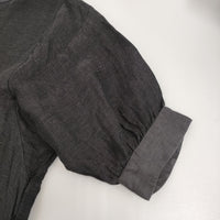 TUTIE リネン バンドカラー ドルマンスリーブ ブラウス シャツ チャコールグレー レディース ツチエ【中古】5-0809S♪