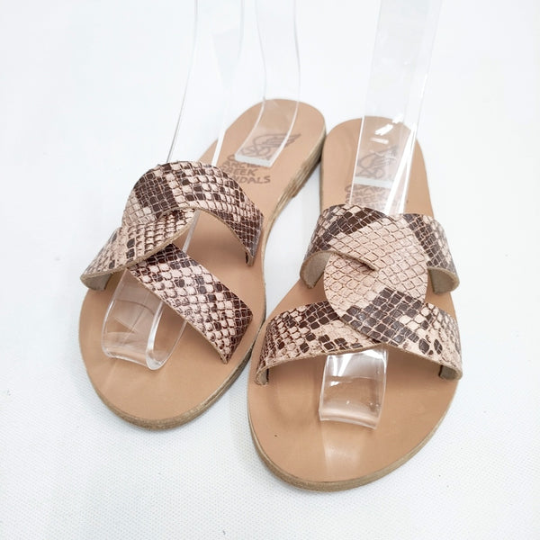 ANCIENT GREEK SANDALS パイソン サイズ35 サンダル ベージュ レディース エンシェントグリークサンダルズ【中古】5-0802S◎