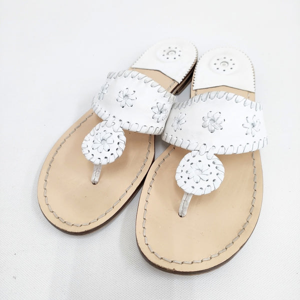 JACK ROGERS トングサンダル レザー サンダル ホワイト レディース ジャックロジャース【中古】5-0802S◎