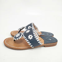 JACK ROGERS トングサンダル サイズ2 レザー サンダル ネイビー レディース ジャックロジャース【中古】5-0802S◎