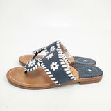JACK ROGERS トングサンダル サイズ2 レザー サンダル ネイビー レディース ジャックロジャース【中古】5-0802S◎