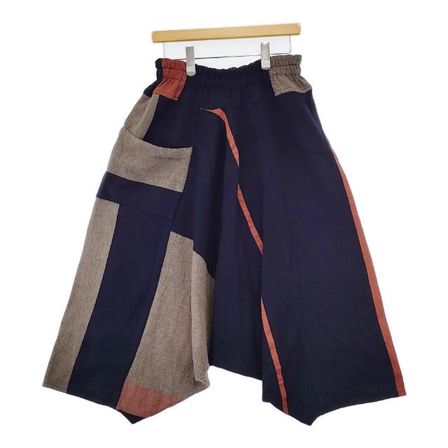 tamaki niime long ウールコットン サルエルパンツ ネイビー マルチ