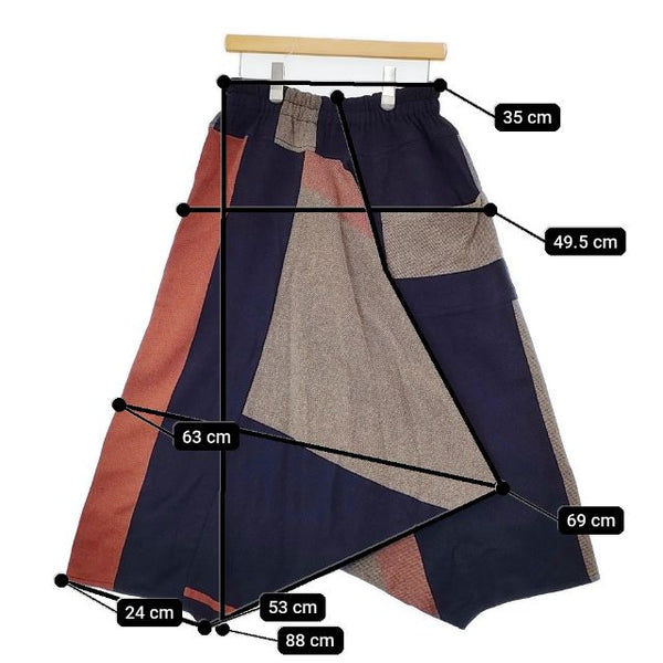 tamaki niime long ウールコットン サルエルパンツ ネイビー マルチ