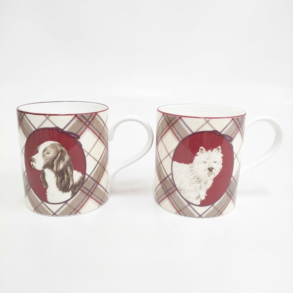 Laura Ashley 未使用 マグカップセット 犬 チェック マグカップ ベージュ レッド レディース ローラアシュレイ【中古】5-0915G◎