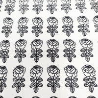 marimekko Vihkiruusu ファブリック 約52cm×35cm ハギレ 生地 ライトグレー ブラック レディース マリメッコ【中古】5-0913G◎