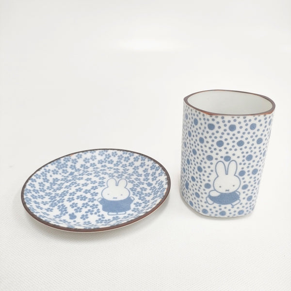 miffy ミッフィー 未使用 和小紋 五画湯 小皿 セット 霞小紋 さくら 皿 ホワイト ブルー レディース【中古】5-0915G◎