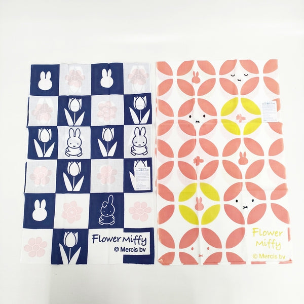 miffy ミッフィー 未使用 フラワーミッフィー かまわぬ 手ぬぐい 2枚セット 市松 七宝 その他小物 ホワイト 多色 レディース【中古】5-0915G◎