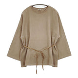 fig London コットン ベルト付き オーバーサイズ 長袖Ｔシャツ カットソー ロンＴ ベージュ レディース フィグロンドン【中古】5-1113M∞