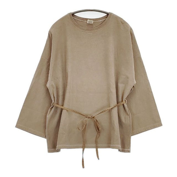 fig London コットン ベルト付き オーバーサイズ 長袖Ｔシャツ カットソー ロンＴ ベージュ レディース フィグロンドン【中古】5-1113M∞