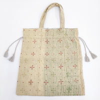 Ichi Antiquites ヴィンテージラリーキルトバッグ 刺し子 定価12100円 25SS イエロー グリーン レディース イチアンティークス【中古】5-0731G♪
