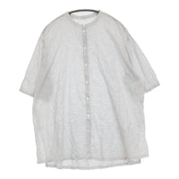 pot pourri ネアチュニック 定価19800円 ポプリ企画 16177 チェック ブラウス 25SS ホワイト ブラック レディース ポプリ【中古】5-0731S♪