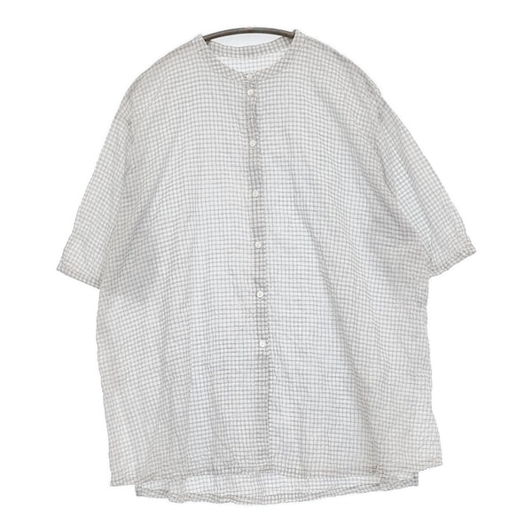 pot pourri ネアチュニック 定価19800円 ポプリ企画 16177 チェック ブラウス 25SS ホワイト ブラック レディース ポプリ【中古】5-0731S♪