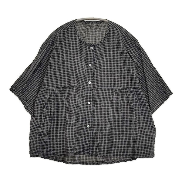pot pourri ネアブラウス 定価17600円 ポプリ企画 16176 チェック ブラウス シャツ 25SS ブラック ホワイト レディース ポプリ【中古】5-0731S♪