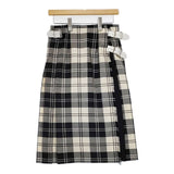 O'NEIL OF DUBLIN キルト ラップ タータンチェック ウール スカート ホワイト ブラック レディース オニールオブダブリン【中古】5-1022T∞