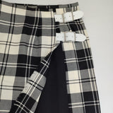 O'NEIL OF DUBLIN キルト ラップ タータンチェック ウール スカート ホワイト ブラック レディース オニールオブダブリン【中古】5-1022T∞