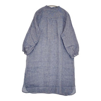 fog linen work リネン バンドカラーシャツワンピ スリット ワンピース ブルー レディース フォグリネンワーク【中古】5-0905M♪