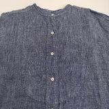 fog linen work リネン バンドカラーシャツワンピ スリット ワンピース ブルー レディース フォグリネンワーク【中古】5-0905M♪
