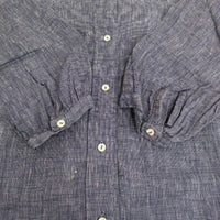 fog linen work リネン バンドカラーシャツワンピ スリット ワンピース ブルー レディース フォグリネンワーク【中古】5-0905M♪