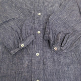 fog linen work リネン バンドカラーシャツワンピ スリット ワンピース ブルー レディース フォグリネンワーク【中古】5-0905M♪